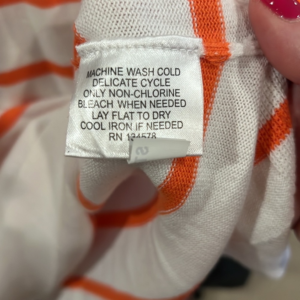 Vineyard Vines White and Orange Striped Knit Whale Sweater - Picture 6 of 6